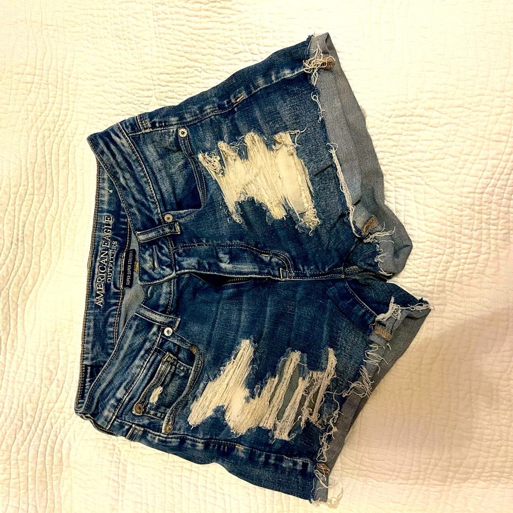 American Eagle stretch distressed jean shorts